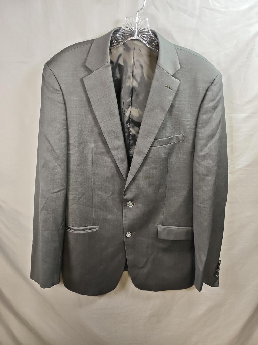 Calvin Klein Blazer Mens 42L Gray Wool Blend Suit Jacket Sport Coat Two Button